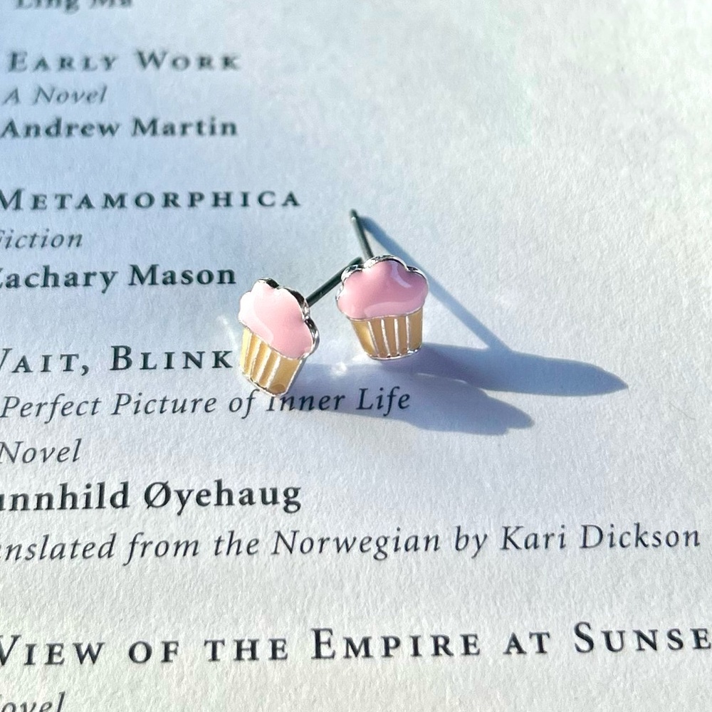 Sweet Treat Cupcake Earrings in Pink and Gold